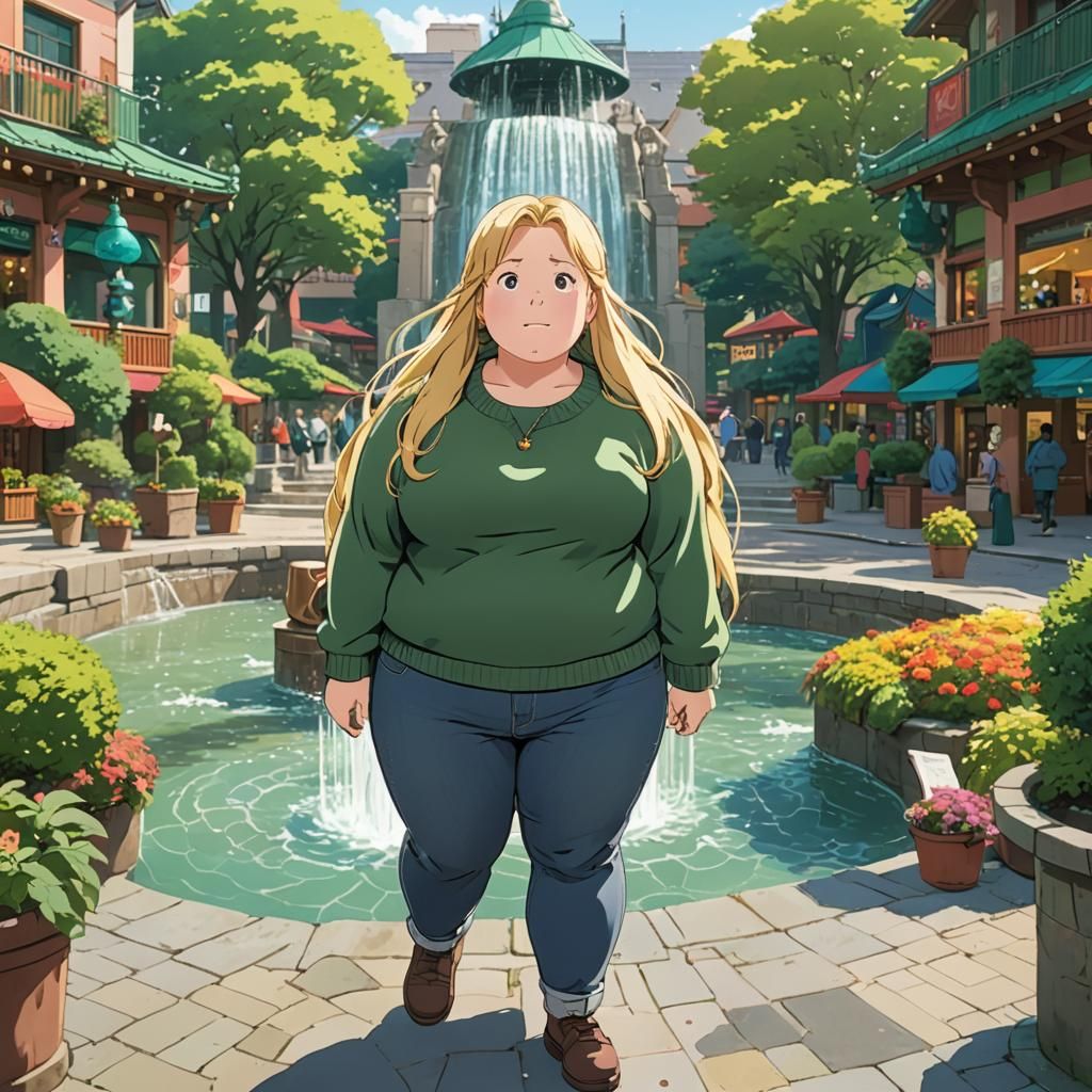 Plus-Size Woman in Mall, Anime Key Visual