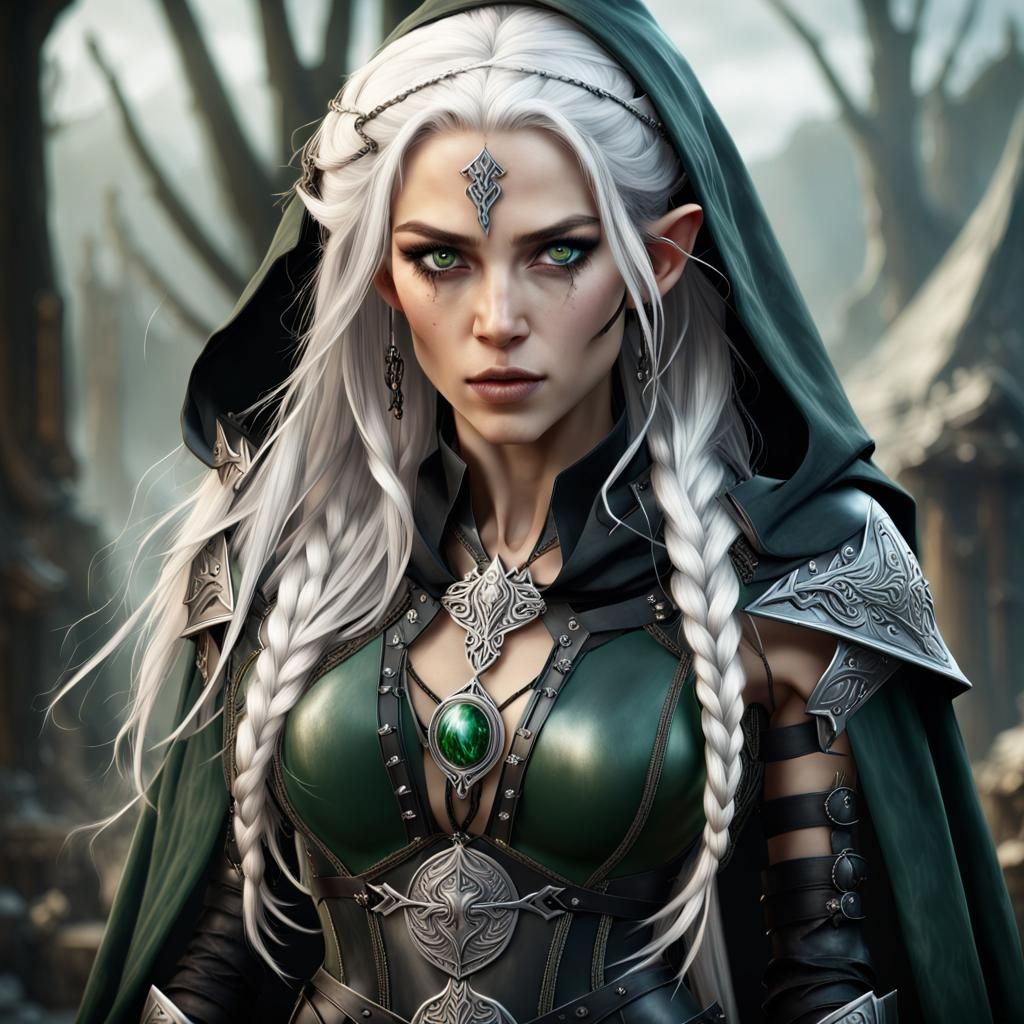 High Elf Warrior Woman in Detailed Digital Painting