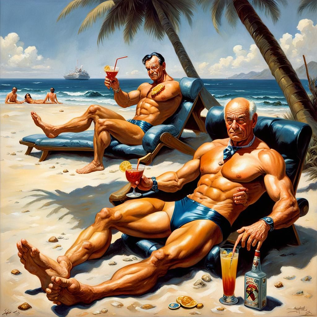Superhero Professor X: Fantasy Art Beach Scene
