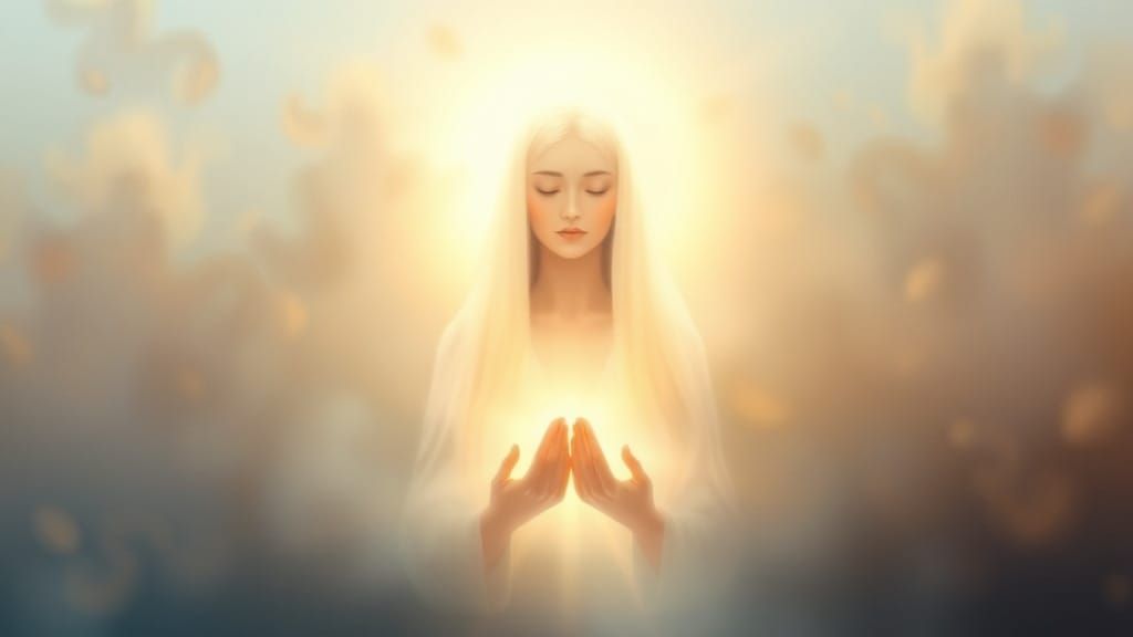 Warm Aura of Healing Energy Surrounded a Serene Figure in a...