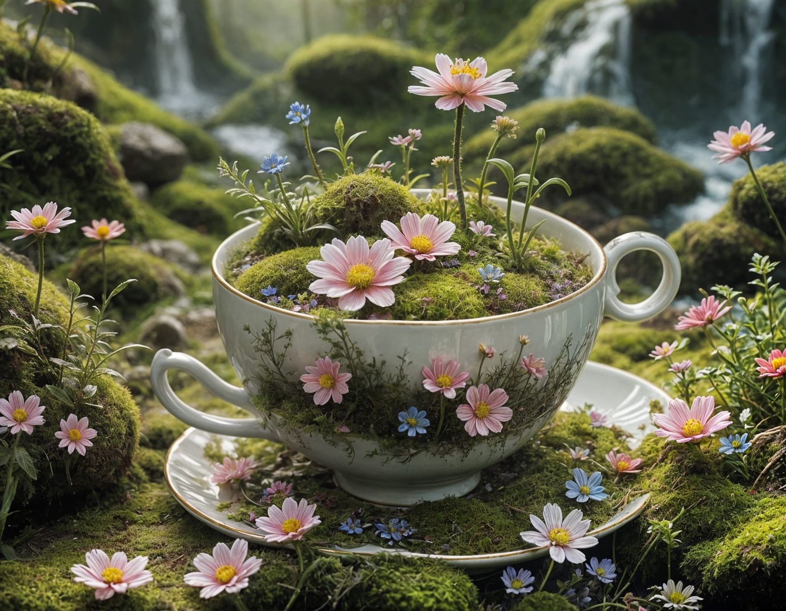 Teacup Ecosystem: Miniature Surrealism in Macro Shot