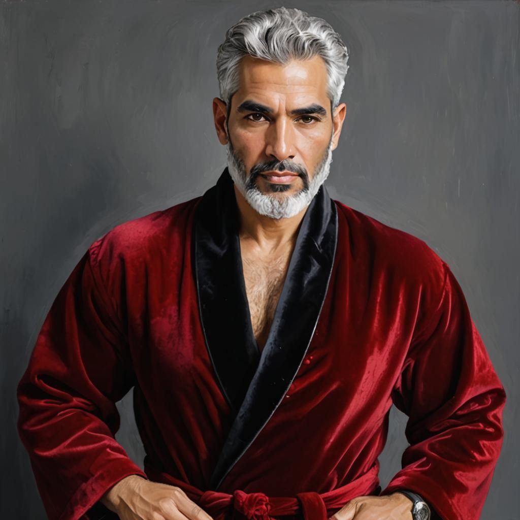 Impressionist Portrait of Silver-Haired Man in Red Robe