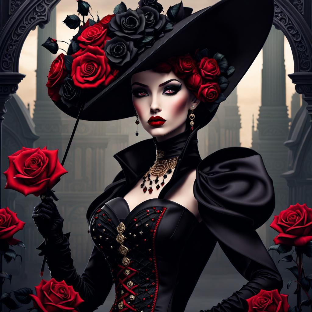 Punk Inspired Art Nouveau Gothic Fashion Doll