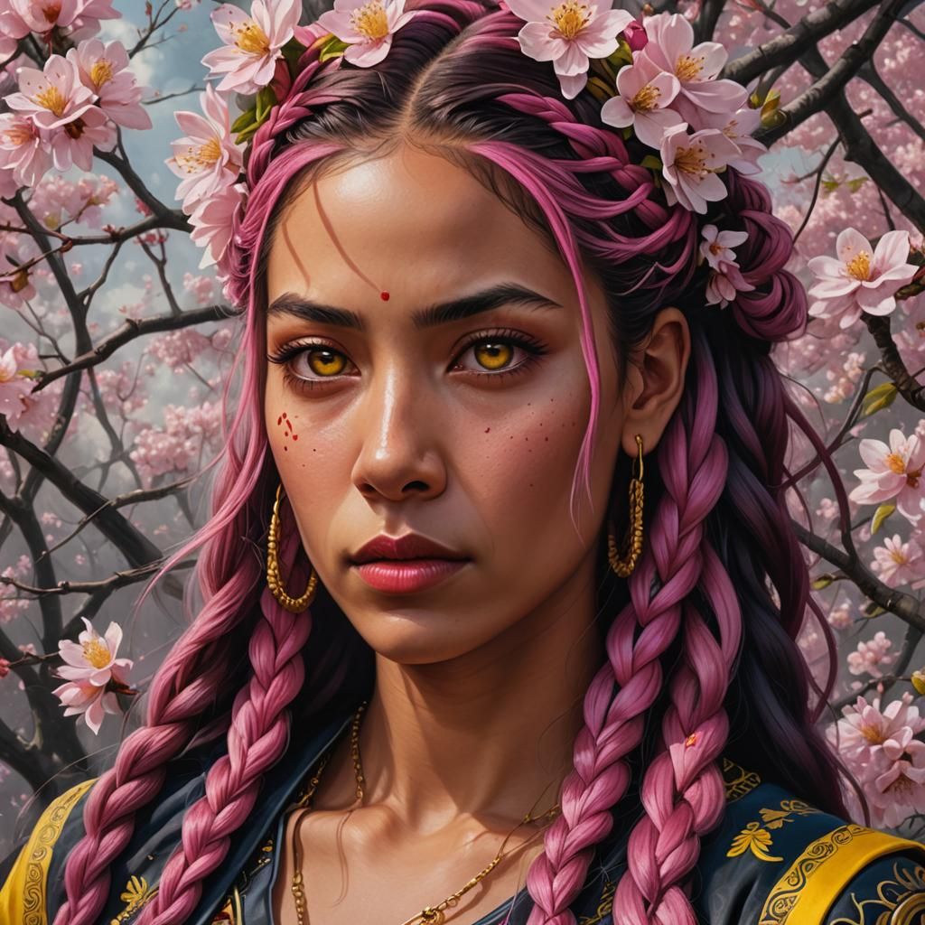 Mystical Latina Supervillain Portrait in Hyperrealism