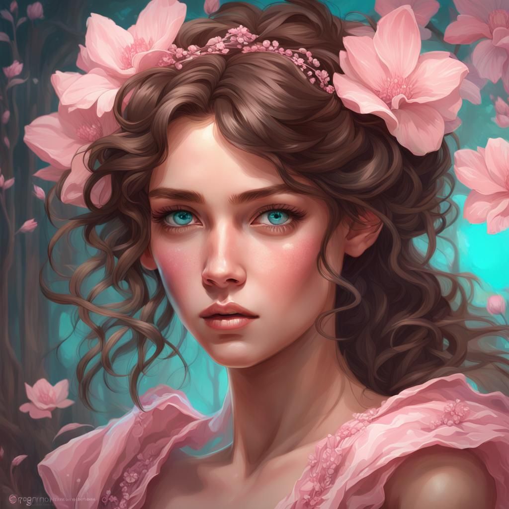 Beautiful Teen Girl Portrait in Hyperdetailed Style
