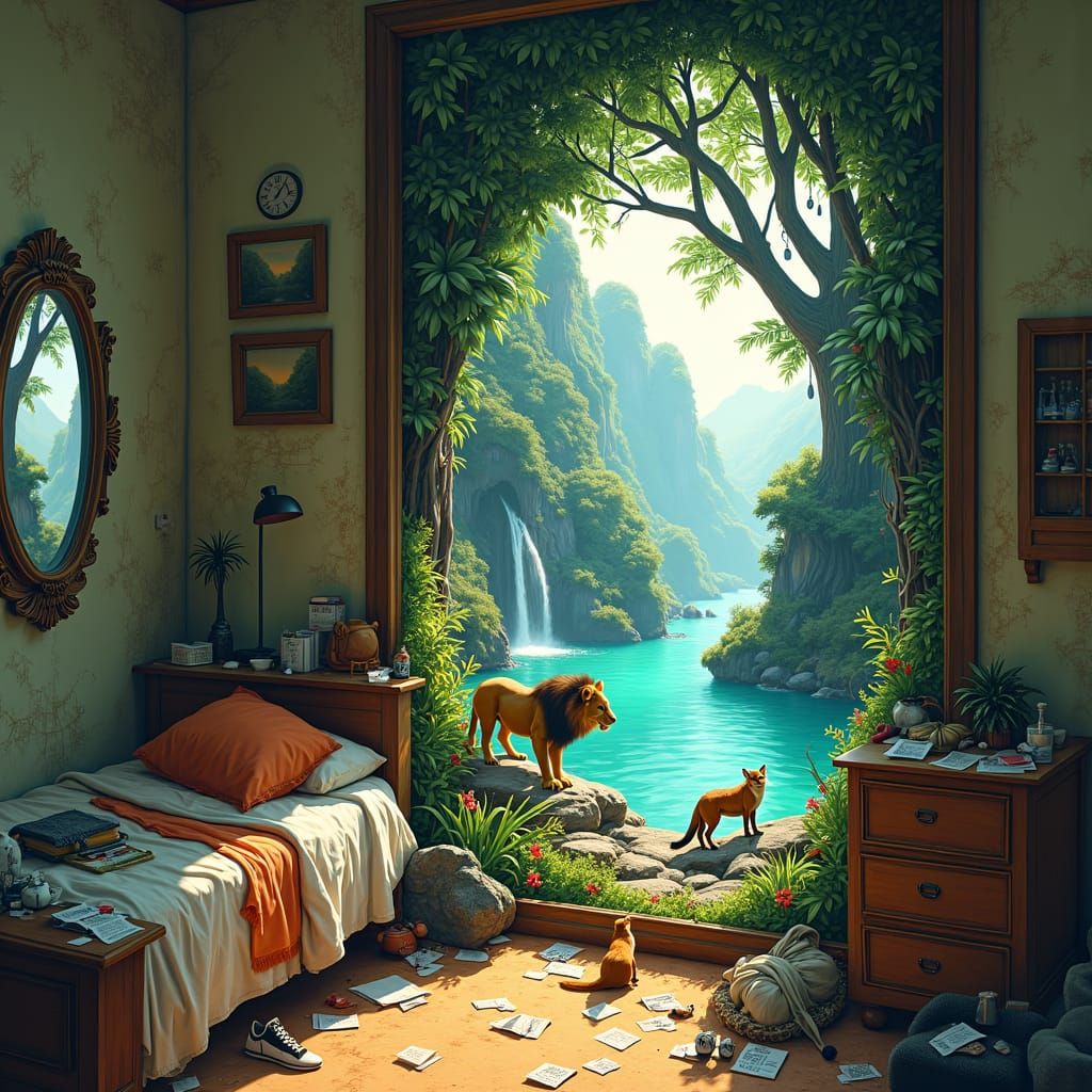 a portal into a an alternate reality on the wall of my small...