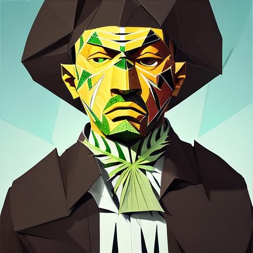 Fractured Angular Botanical Arrangement in White