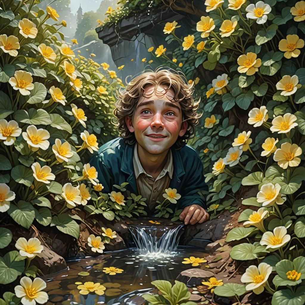 Hyperrealistic Primroses Bloom in Colorful Splash Art