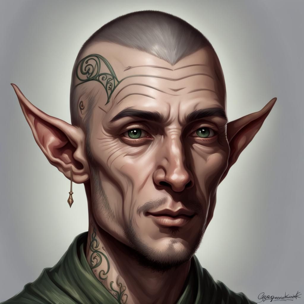 Intricate Portrait of Young Elven Wizard in Fantasy Style