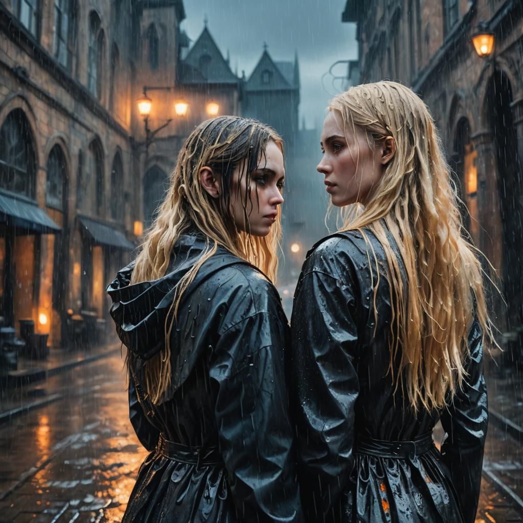 Gothic Fantasy: Two Girls in the Rain