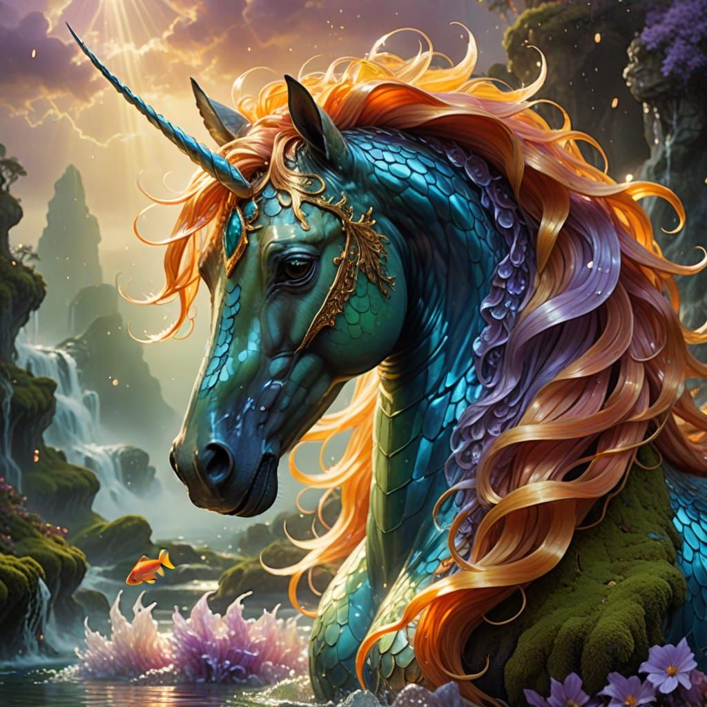 Mystical Hippocampus Concept Art in Dreamy Colors