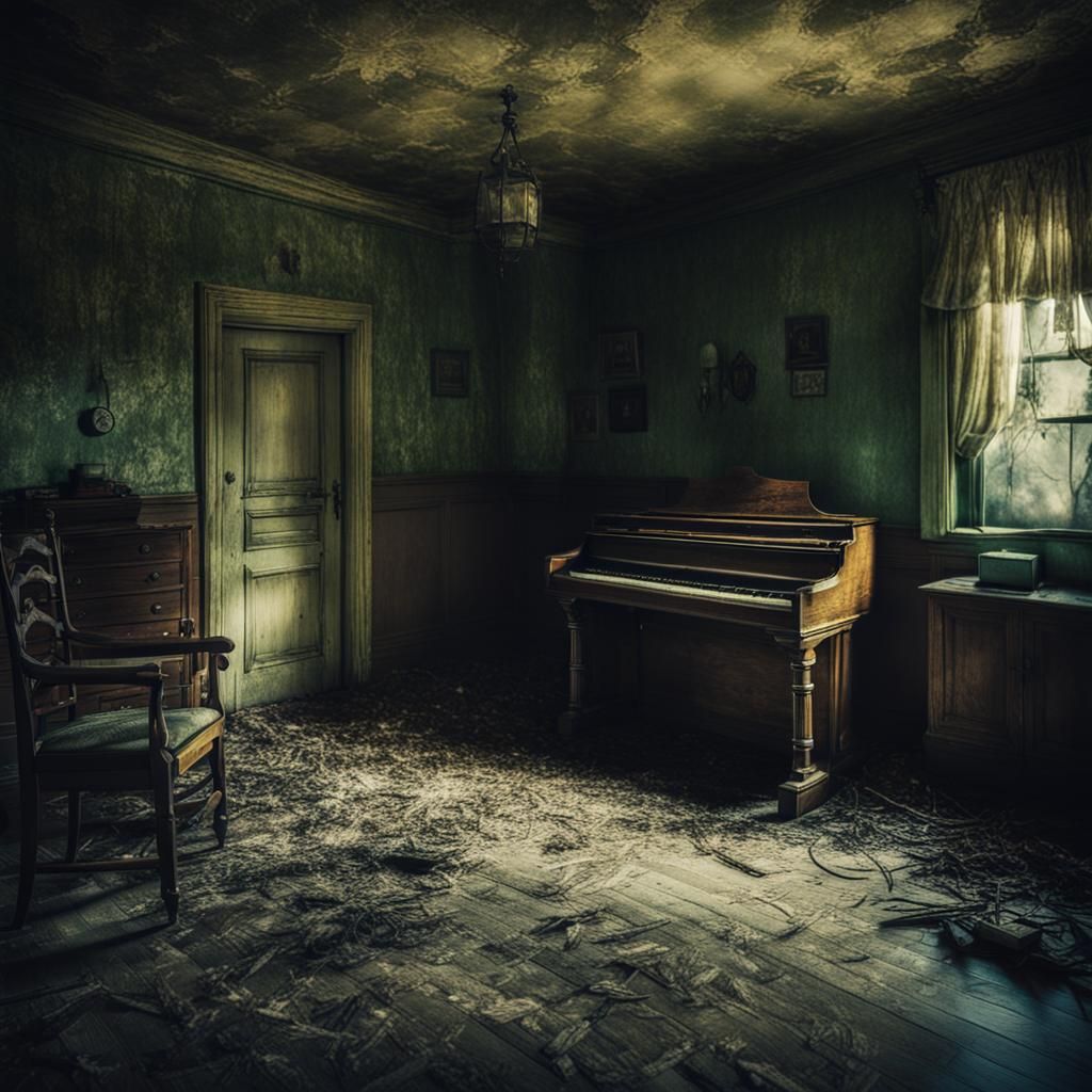 Spooky Old Room in Haunted House: Cinematic Film Still