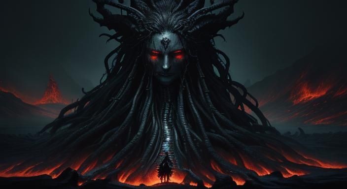 Imprisoned Goddess of the Abyss: Dark Fantasy Art