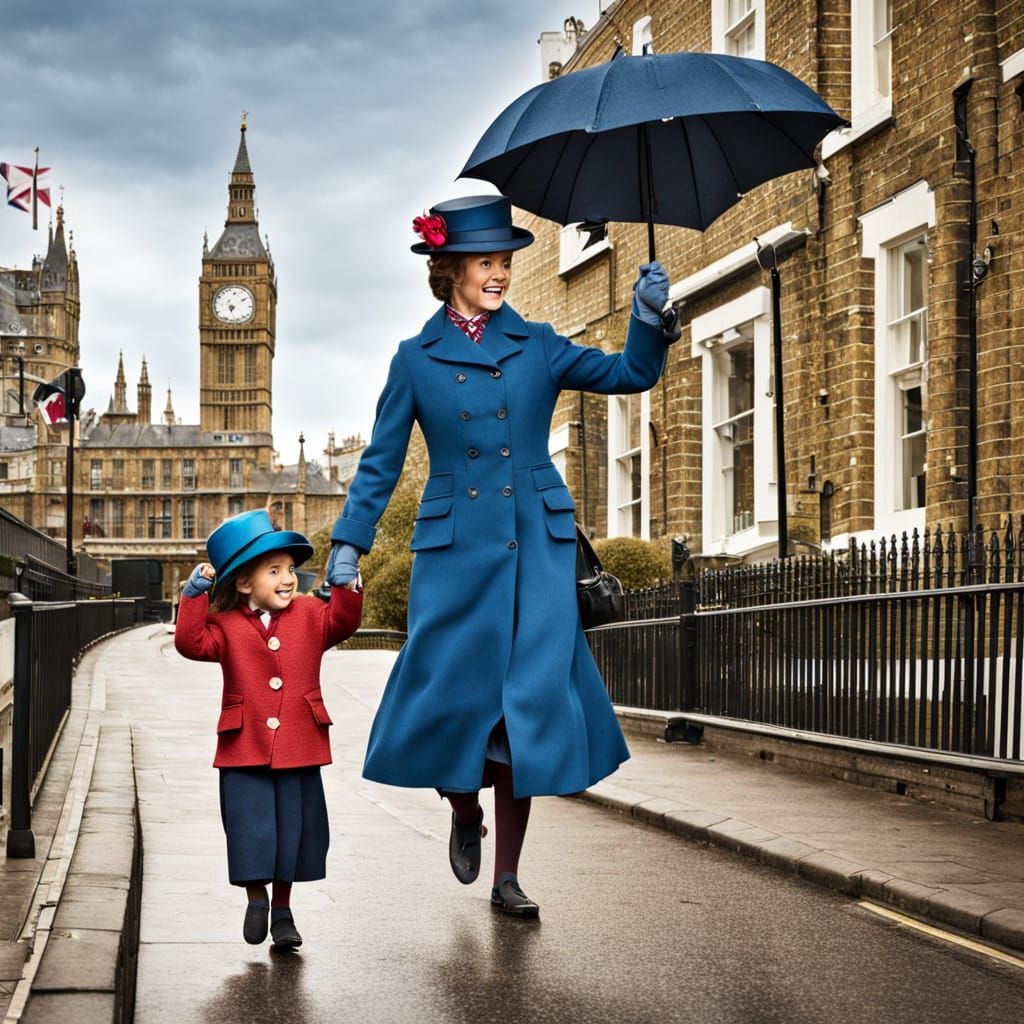 Vintage-Style Mary Poppins and Paddington Bear Stroll Throug...