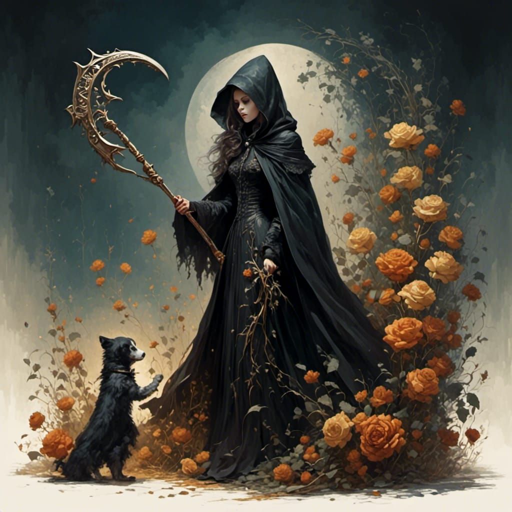 Fantasy Storybook: Hooded Figure and Girl