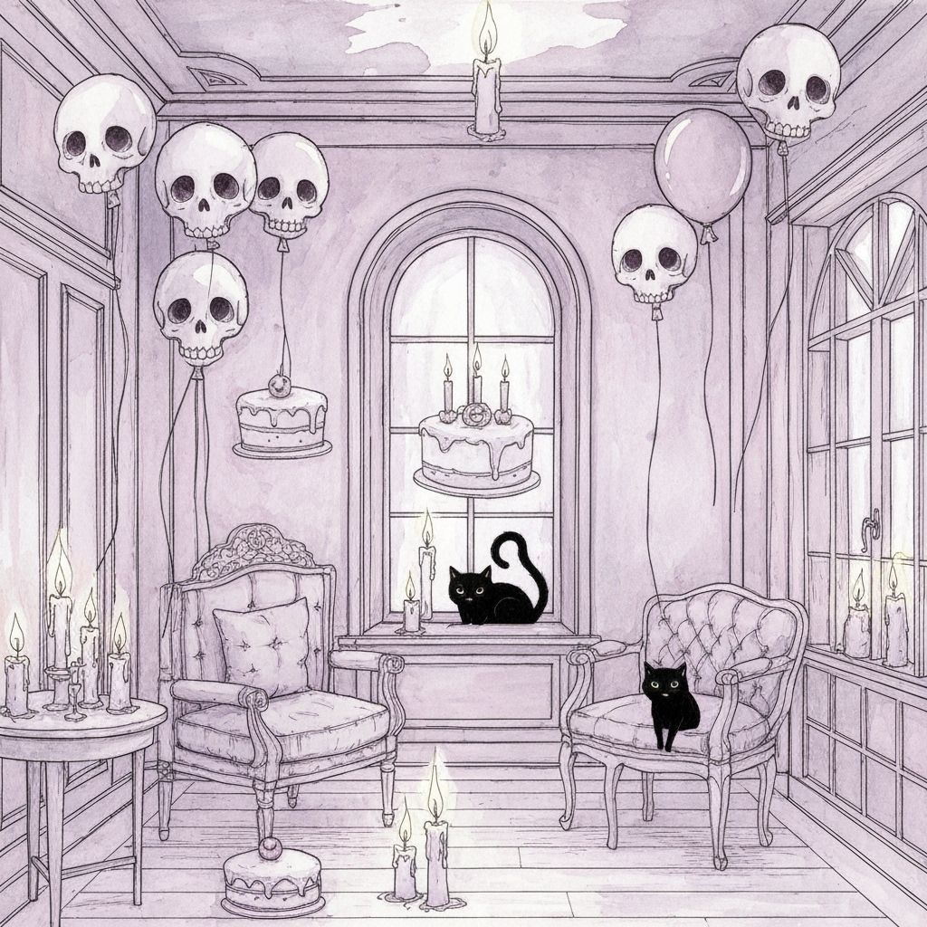 Melancholic Ghost Party in Candlelit Parlor
