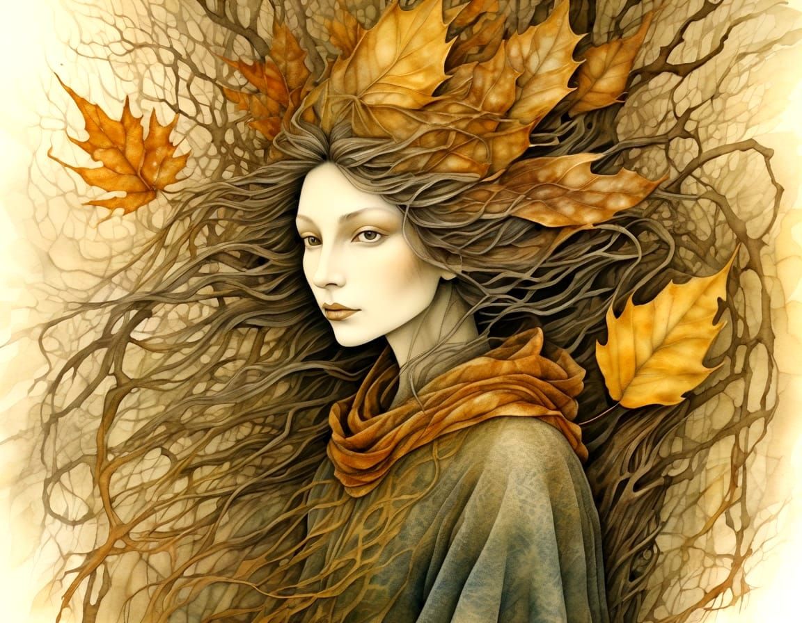 Mystical Autumn Equinox in Translucent Watercolor