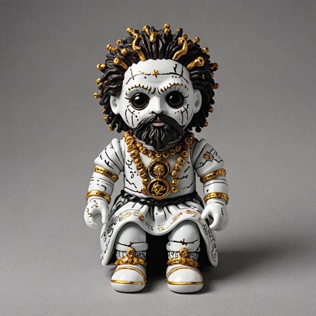 Porcelain Voodoo Doll Meets Greek God Zeus