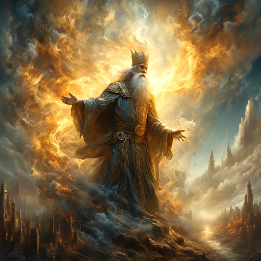 Wizard Creates Spell with Colorful Smoke