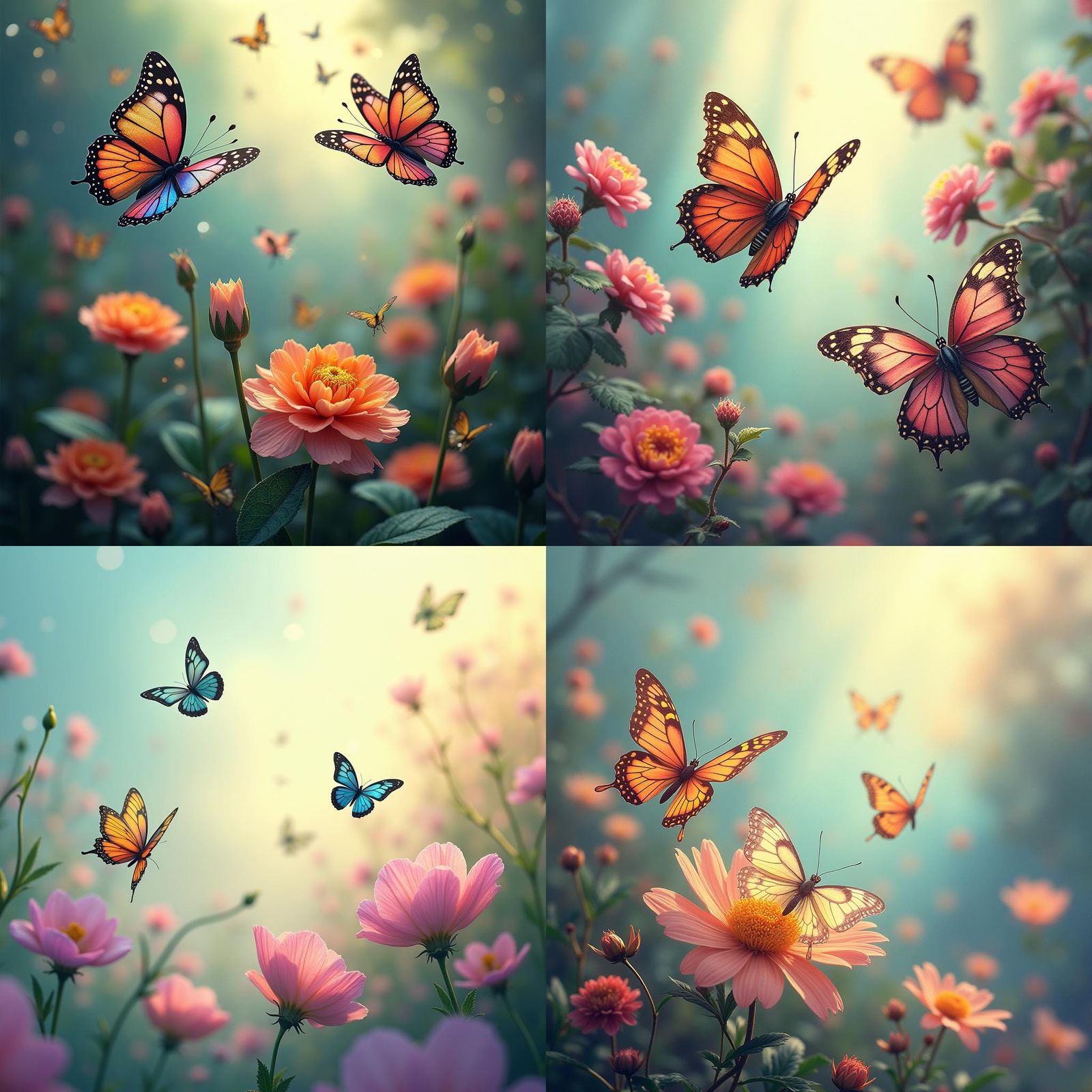 Dreamy Butterflies in a Lush Digital Landscape