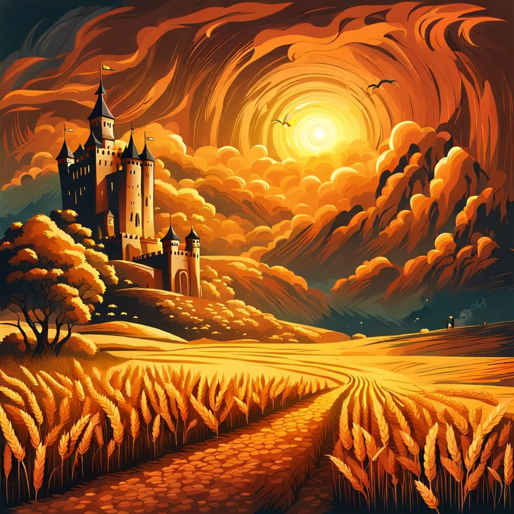 Castle by the field