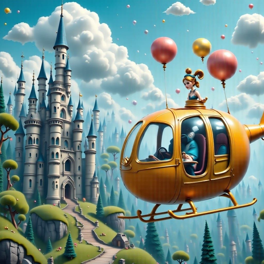 Cinderella in Pumpkin Helicopter over Enchanted Kingdom