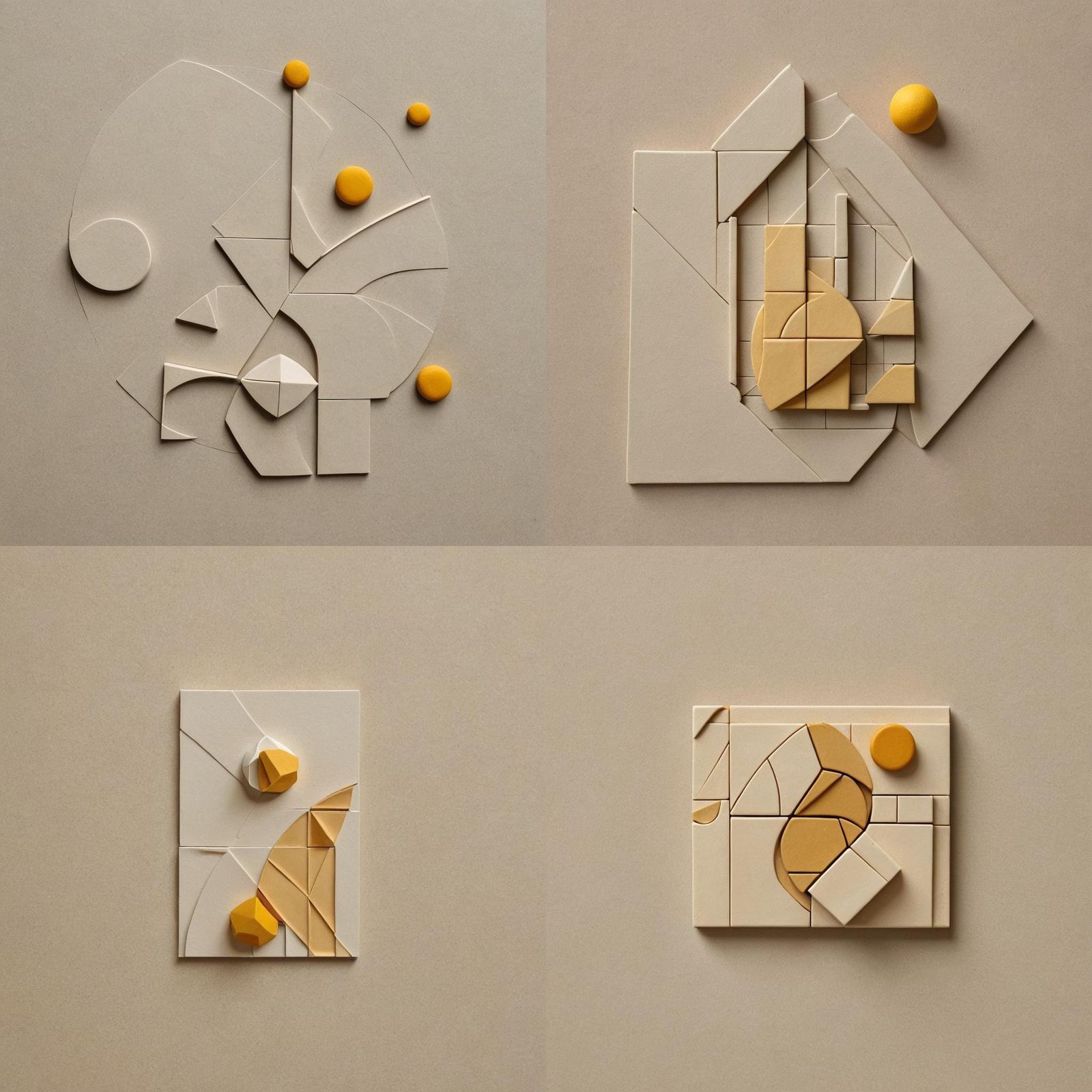 Minimalist 3D Polymer Clay Architecture with Golden Ratio