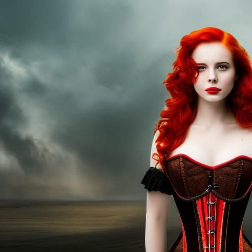 Fiery Redhead Portrait: Digital Matte Painting
