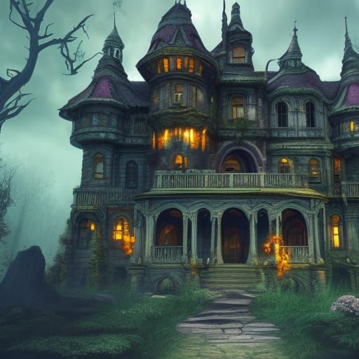 Detailed Matte Painting of a Haunted House