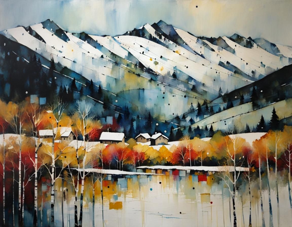 Encaustic Painting of the French Alps