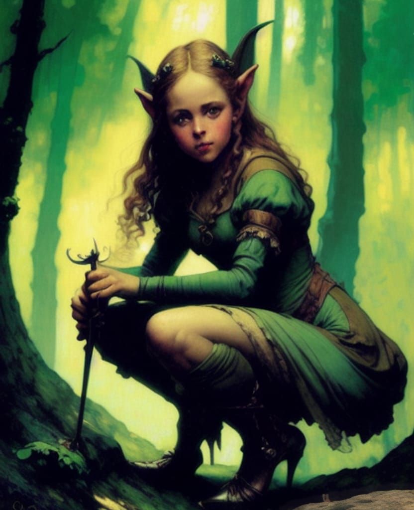 Forest Elf and Frodo Baggins Encounter