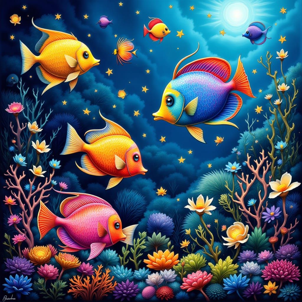 Vibrant Angel Fish Among Colorful Corals