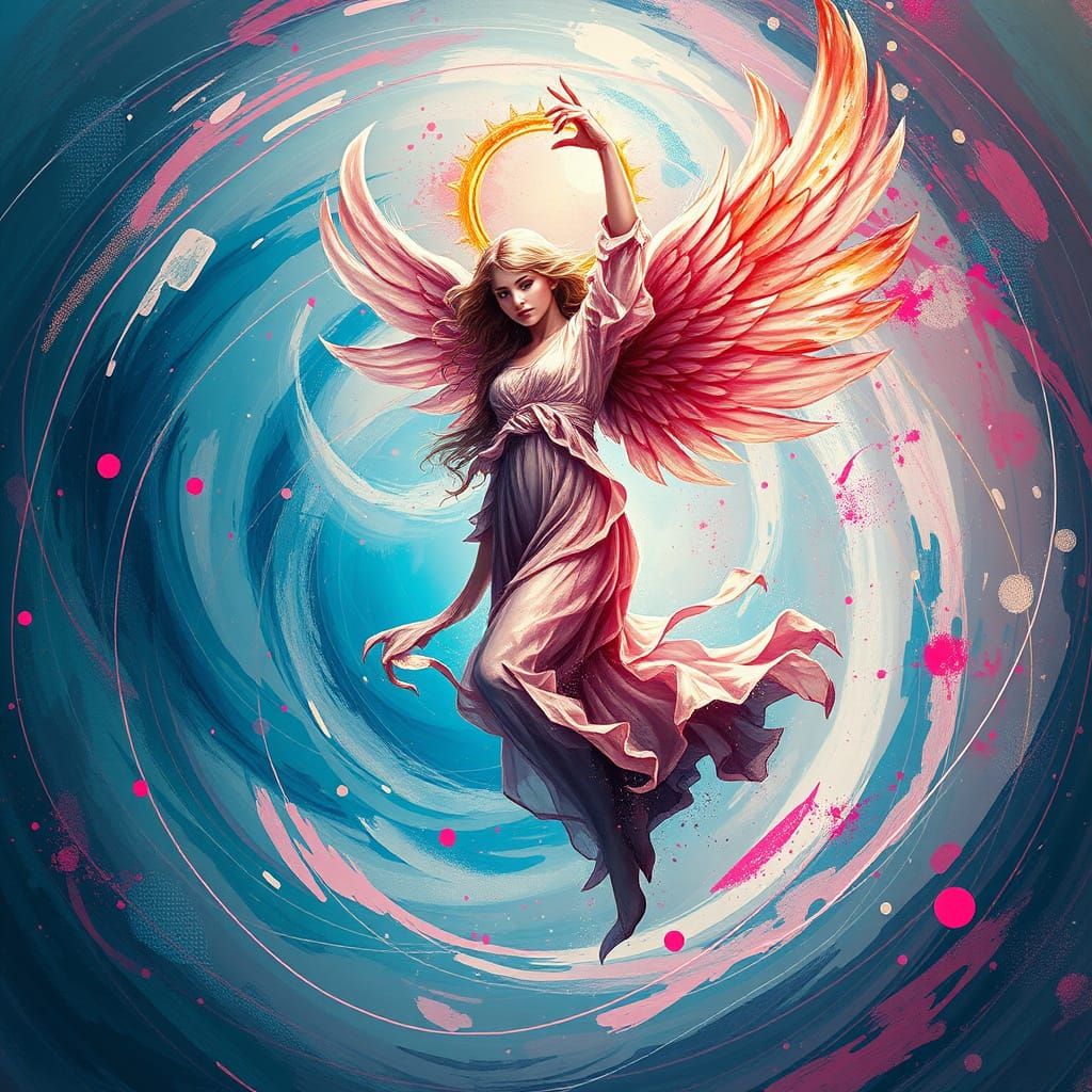 Enchanted Angel Dances in Water Spiral