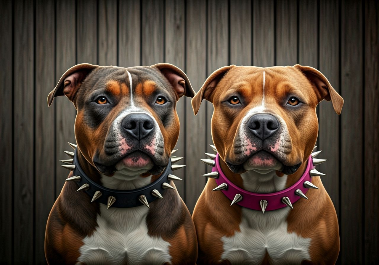 Pit Bull Couple Portrait in 8K Realism