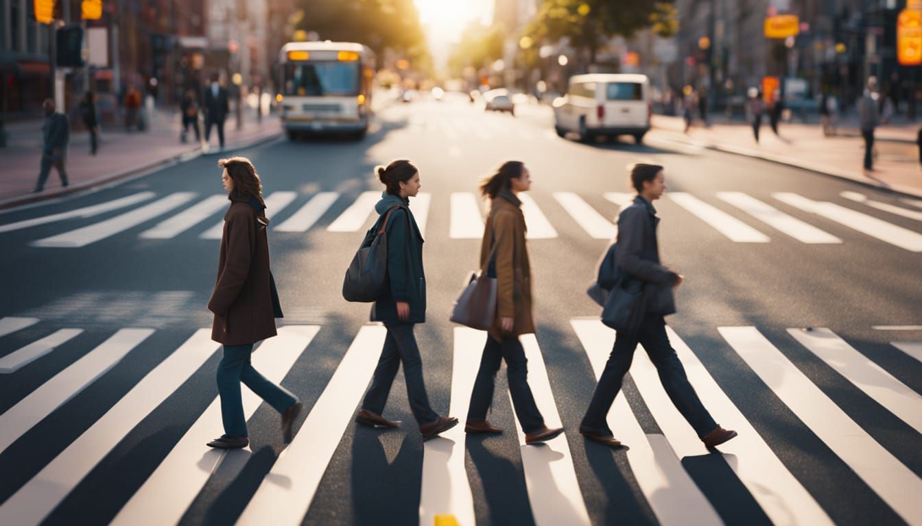 People on Crosswalk Inspired by Abbey Road
