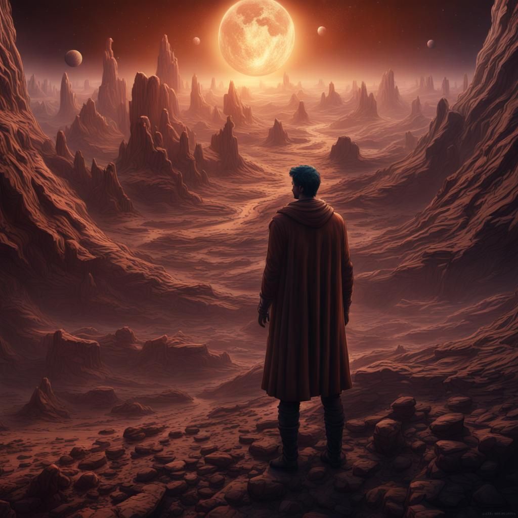 Intimidating Man Holds Earth: Fantasy Concept Art