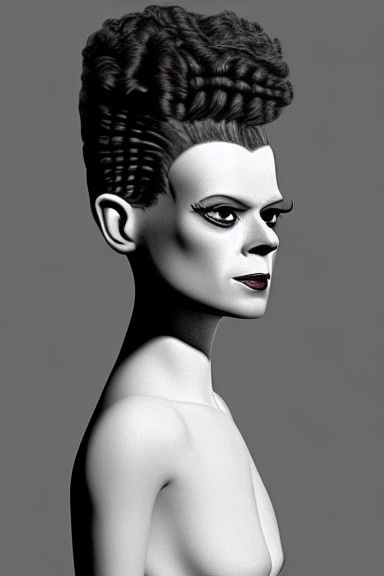 Bride of Frankenstein Portrait in Classic Film Style