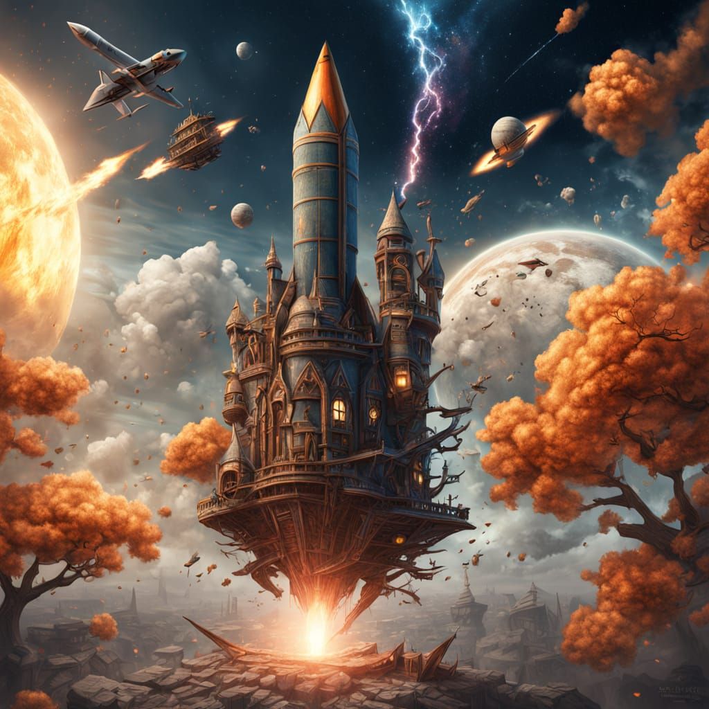Pencil Becomes Rocket in Fantastical Matte Painting