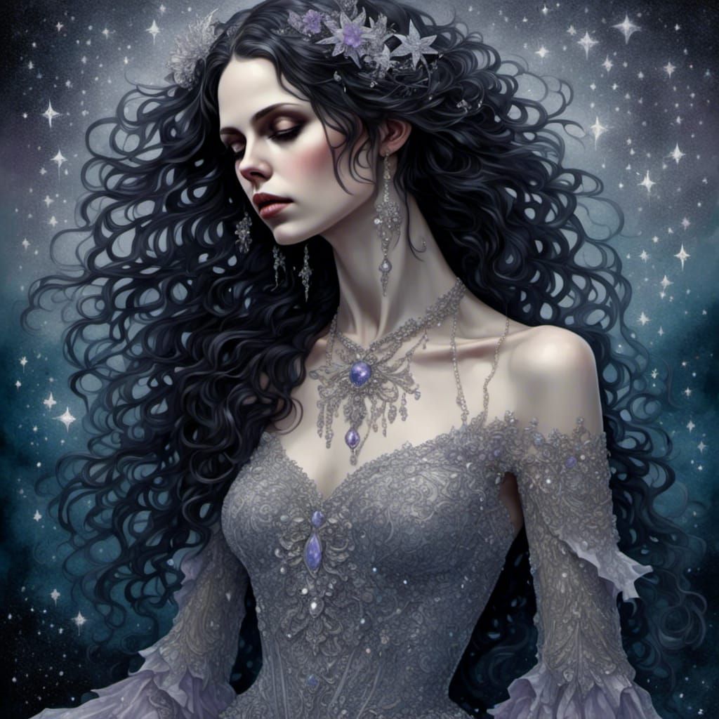 Midnight Beach Stroll in Gothic Glamour Style