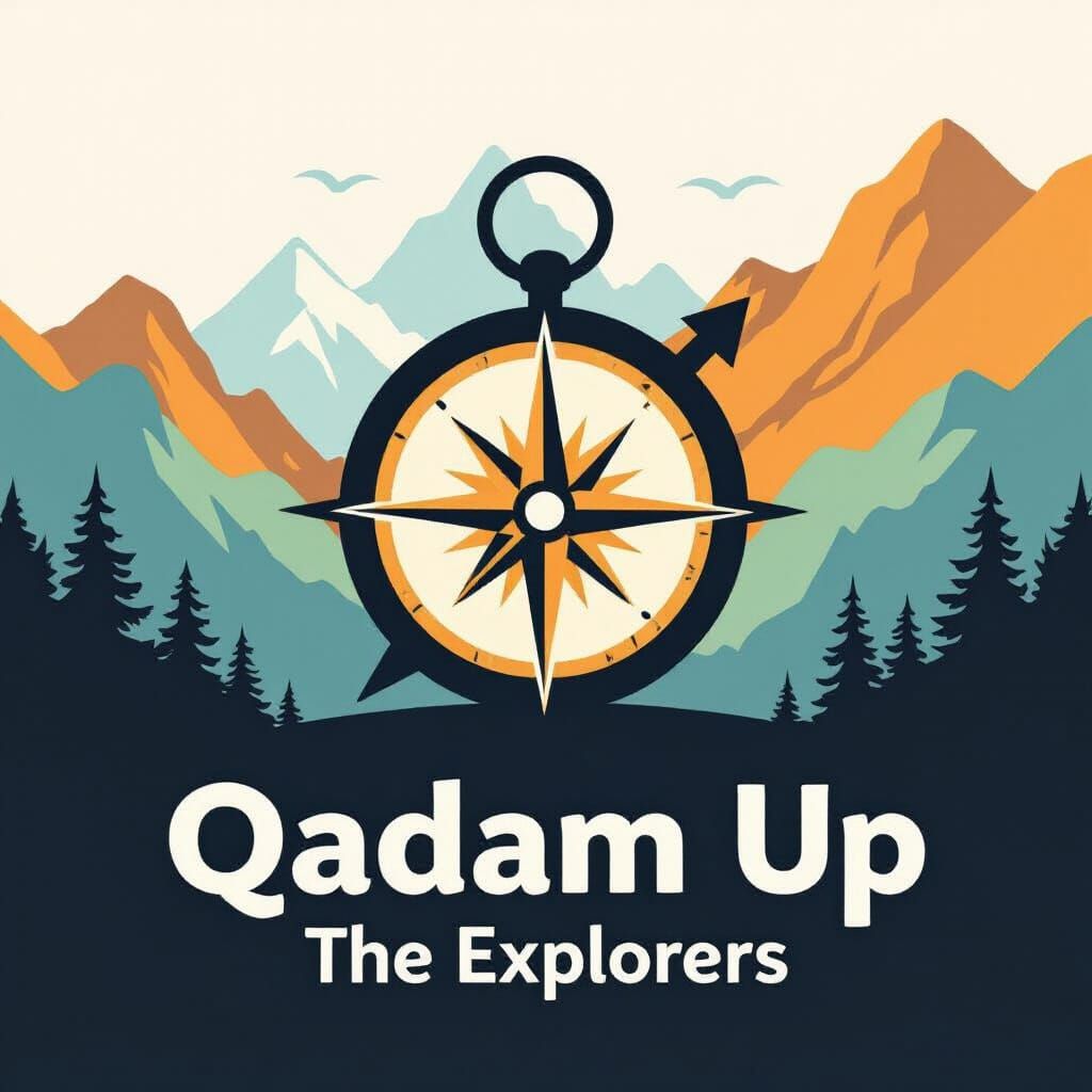 Qadam Up Explorers Logo: Compass Mountain Achievement