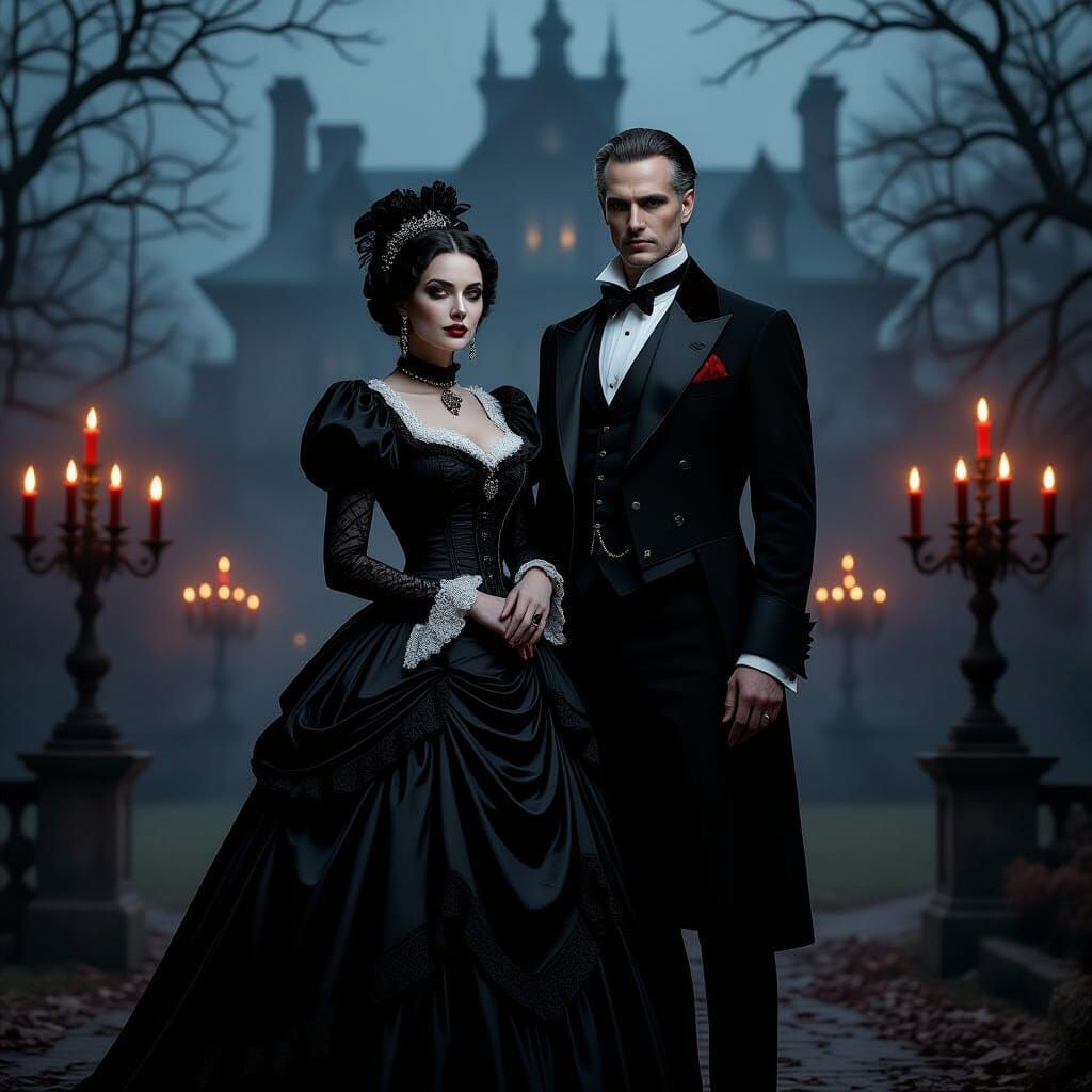 Gothic Family Portrait in Addams Family Style