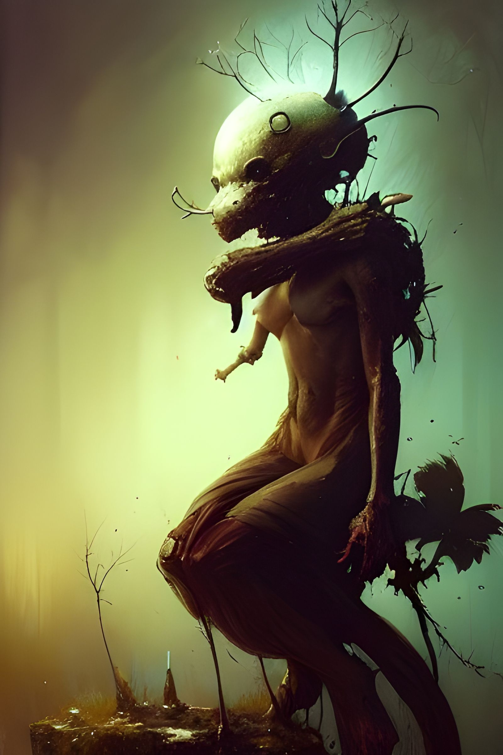 Anthropomorphic Character in Detailed Fantasycore Painting