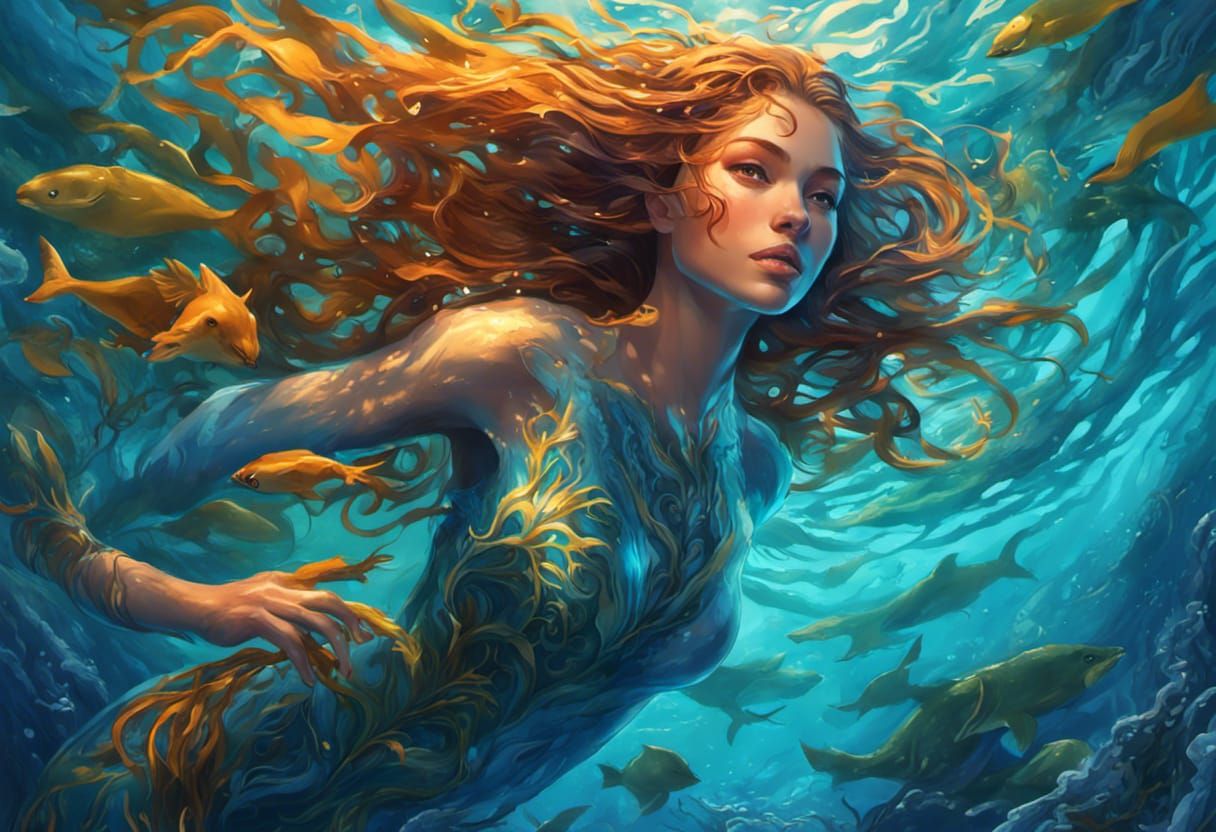 Ocean Kelp Forest Water Spirit in Digital Art