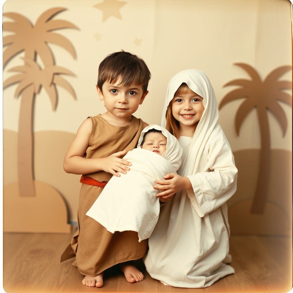 Whimsical Family Nativity Scene Photograph