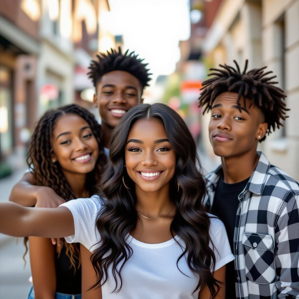 Teen Friends Posing for City Photo
