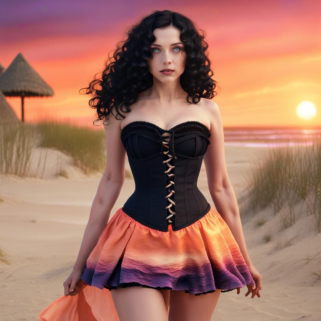 Summer Witch at Beach Sunset: Fantasy Concept Art