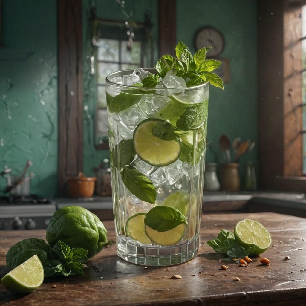 Detailed Kitchen Mojito in Deep Color, 8K