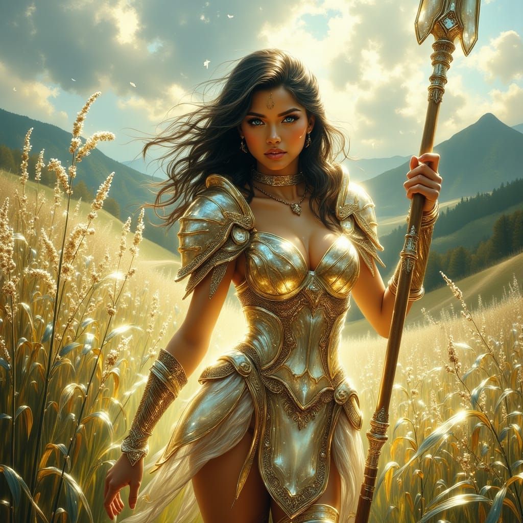 Opalescent Armored Warrior with Oxtongue Spear