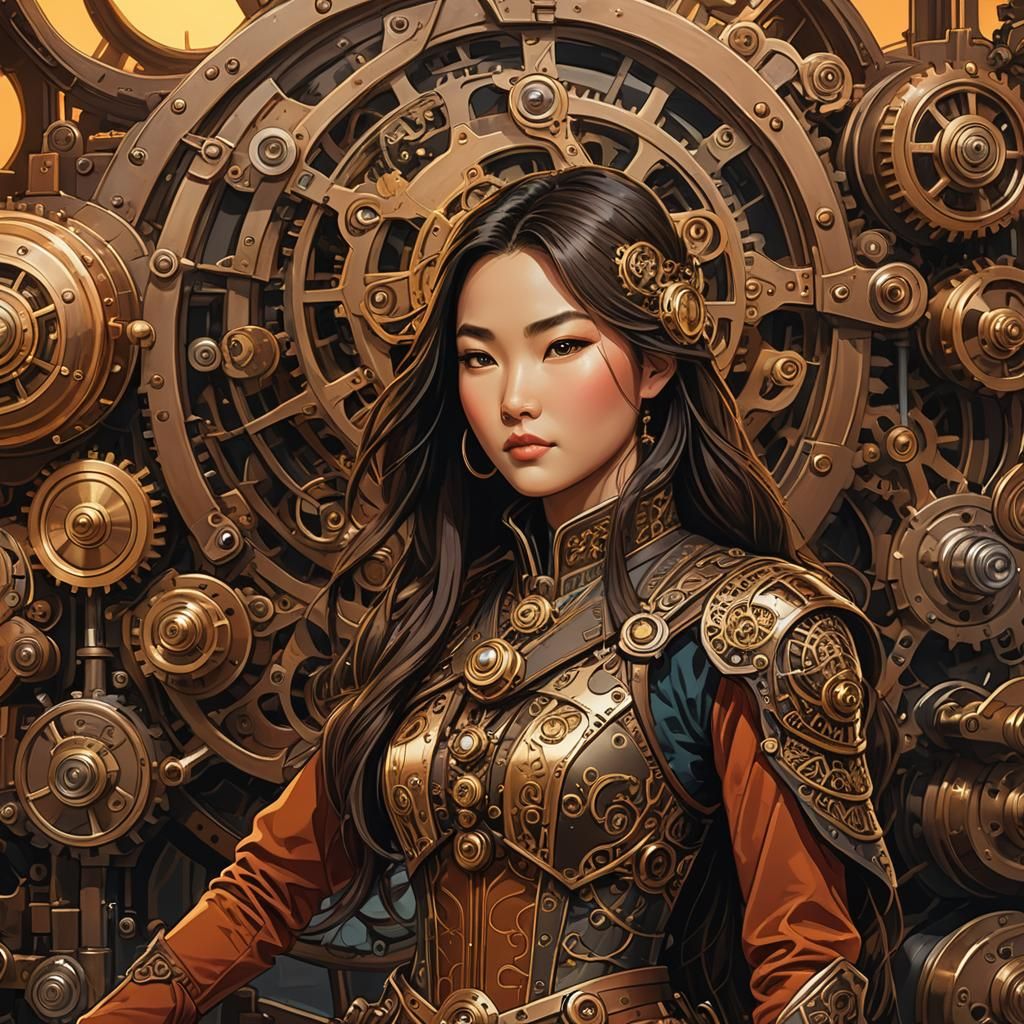 Mulan in Steampunk Style With Engine