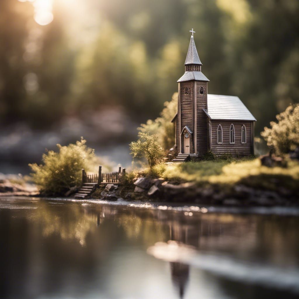 Diorama of Country Church with River